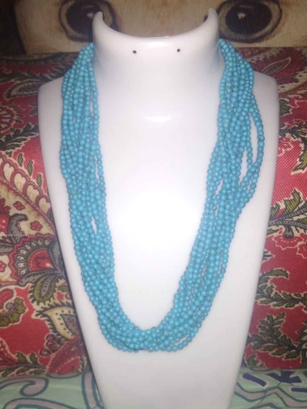 Blue Multi-Strand Beaded Necklace